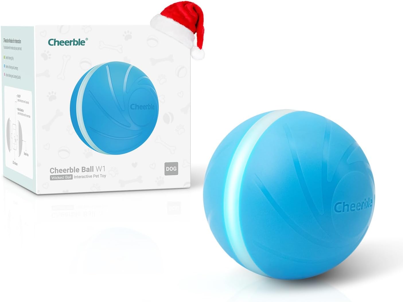 Cheerble [Replaceable Shell Intelligent Interactive Dog Toy Ball with LED Lights, Wicked Ball W1, 3 Interactive Modes, Active Rolling Ball, Self Moving