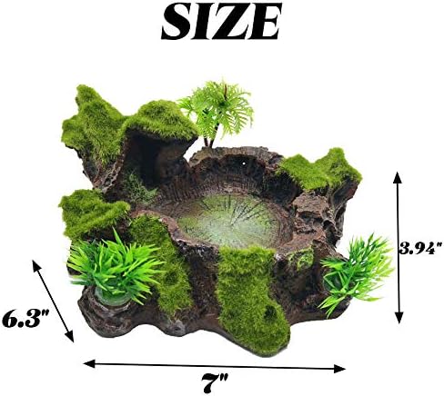 TIHOOD Plastic Reptile Tank Decor - Resin Reptile Platform with Artificial Tree Trunk Design - Food Dish Bowl for Lizards, Geckos, Frogs & More - Image 4