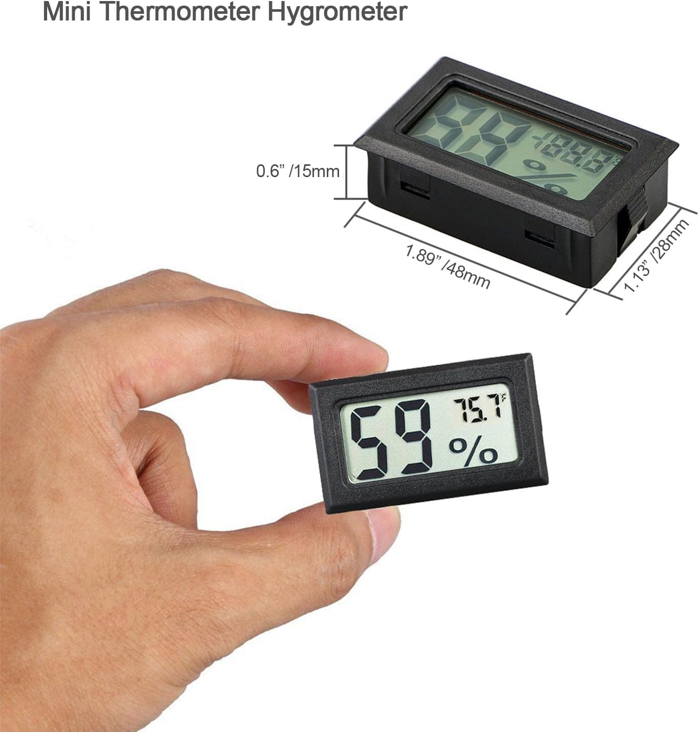 4-Pack Mini Digital Temperature Humidity Meters Gauge Indoor Thermometer Hygrometer LCD Display Fahrenheit (℉) for Reptile Tank,Jars,Guitar Case,Greenhouse, Garden, Cellar, Fridge, Closet - Image 2