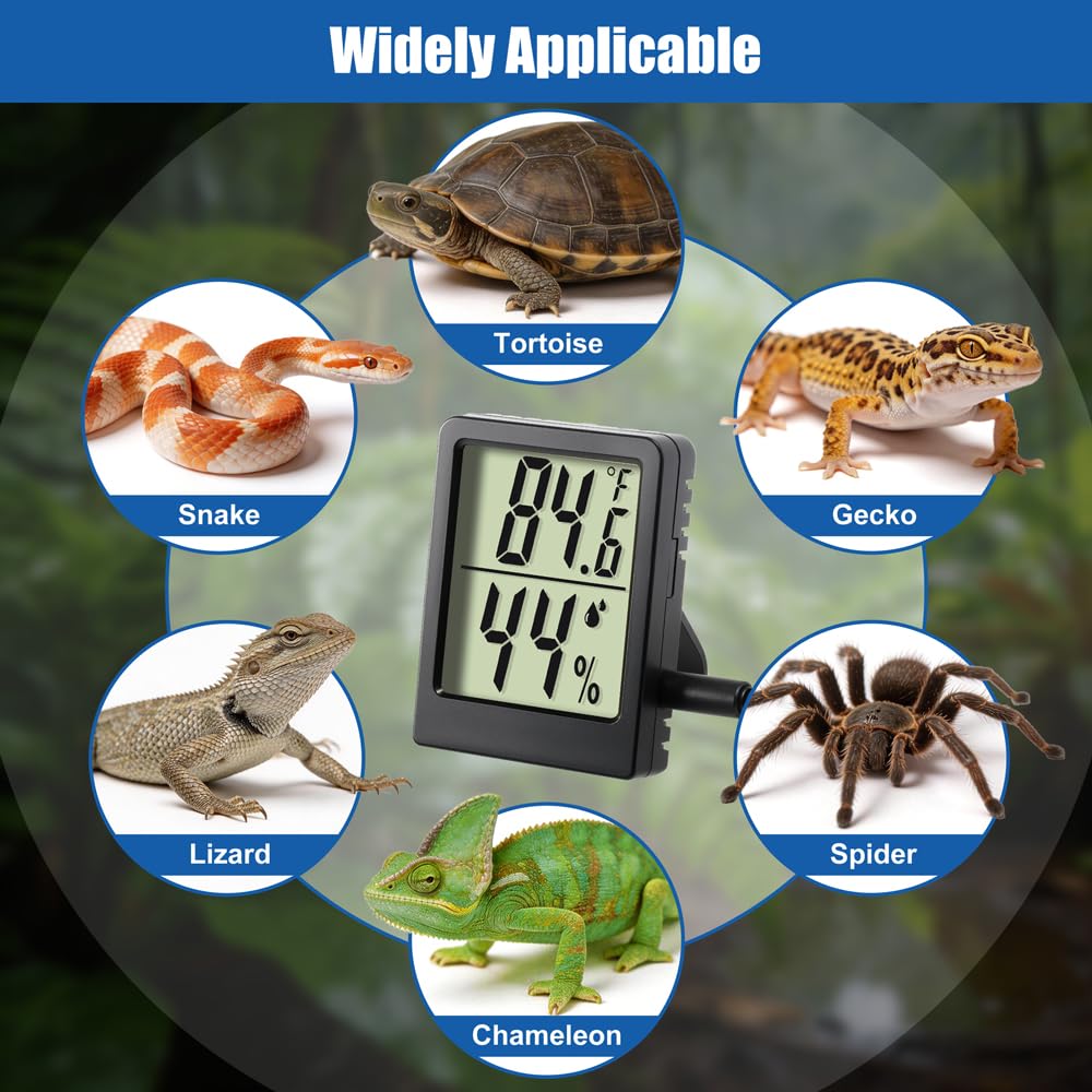 Reptile Thermometer Hygrometer LCD Digital Terrarium Thermometer and Humidity Gauge 2-in-1 Temperature and Humidity Monitor for Reptile Snake Tank Accessories Pet Rearing Box Bearded Dragon - Image 5