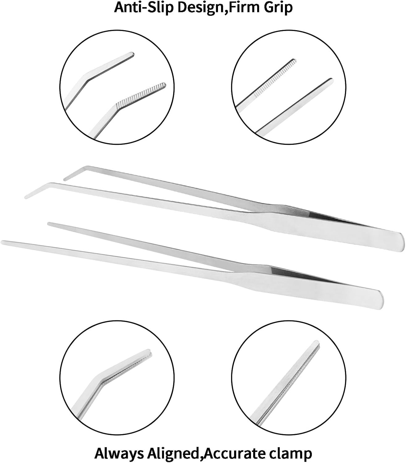 Fri4Free 2PCS 10.6" Stainless Steel Aquarium & Reptile Feeding Tweezers | Straight & Curved Tips, Extra Long, For Lizards Snakes Bearded Dragon, Plant, Aquascape Terrarium Tank Tools,Accessories - Image 3
