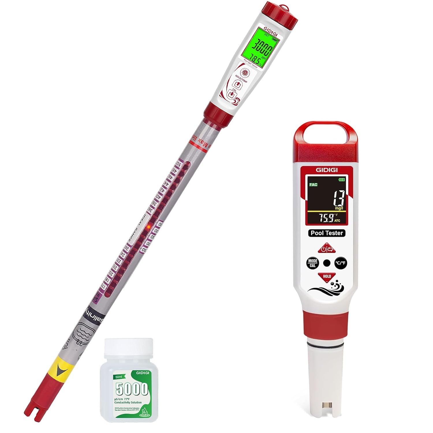Pool Salinity Meter, 7-in-1 pH Mete...