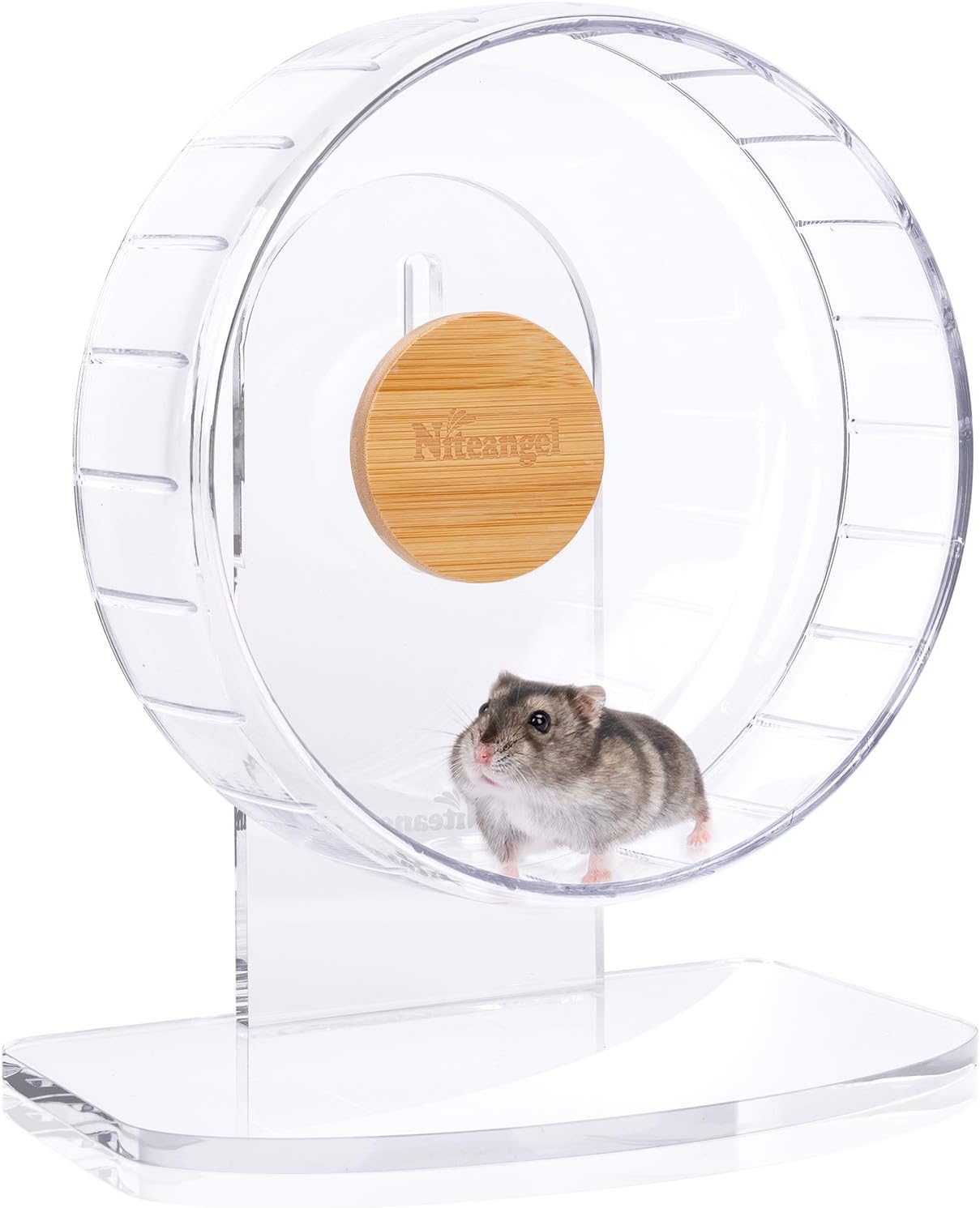 Niteangel Super-Silent Hamster Exercise Wheel: Quiet 8.2 inch Running Wheel | Can 9.1-11.8" Adjustable Height - No Bend Back Spinner Running for Dwarf Syrian Hamster Gerbils Mice Or Other Small Animal