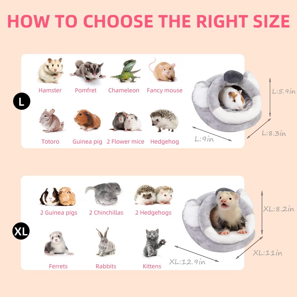 LEFTSTARER Guinea Pig Rat Bed and Hideout for Ferret Hedgehog Sleep and Hide, Hamster Small Pet Animals Supplies Toy Cage Accessories Nest - Image 2