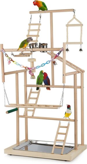 4 Layers Wood Pet Parrot Playstand ...