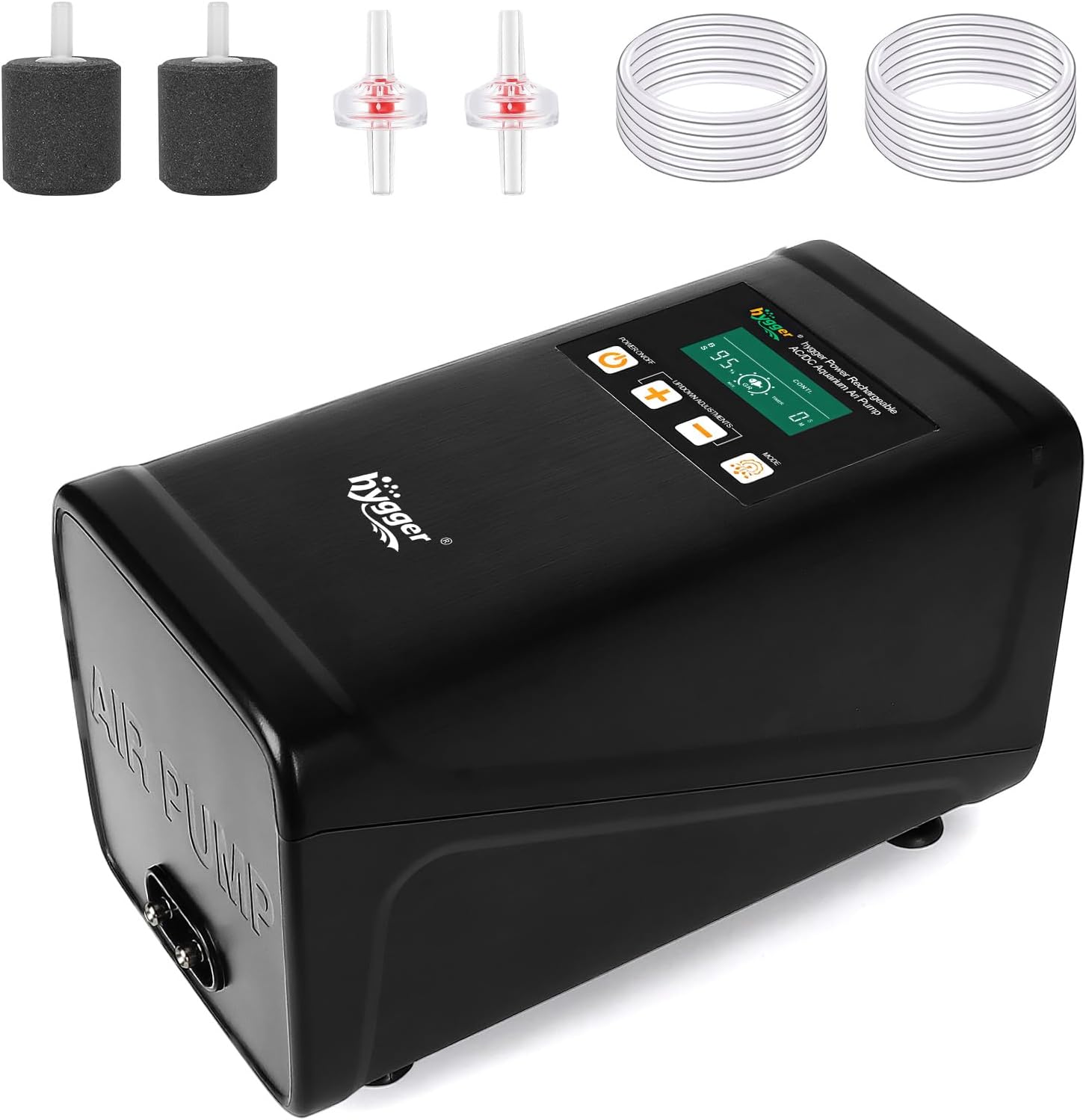 hygger Battery Backup Aquarium Air Pump, Rechargeable Dual-Outlet Fish Tank Oxygen Pump, Quiet Portable Aerator for Outdoor Aquarium (up to 120 Gal) & Fishing, Emergency Power Outage