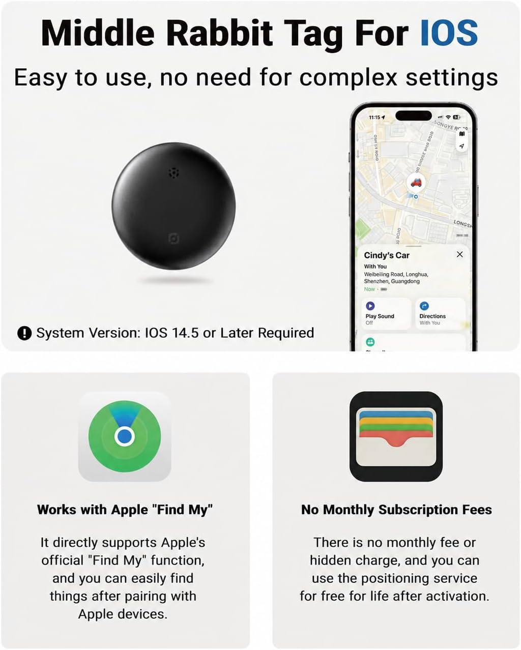 GPS Cat Tracker Collar for iPhone, Works with Apple Find My, No Monthly Fee, Lightweight Pet Tracking Tag with Collar Holder for Cats - Image 2