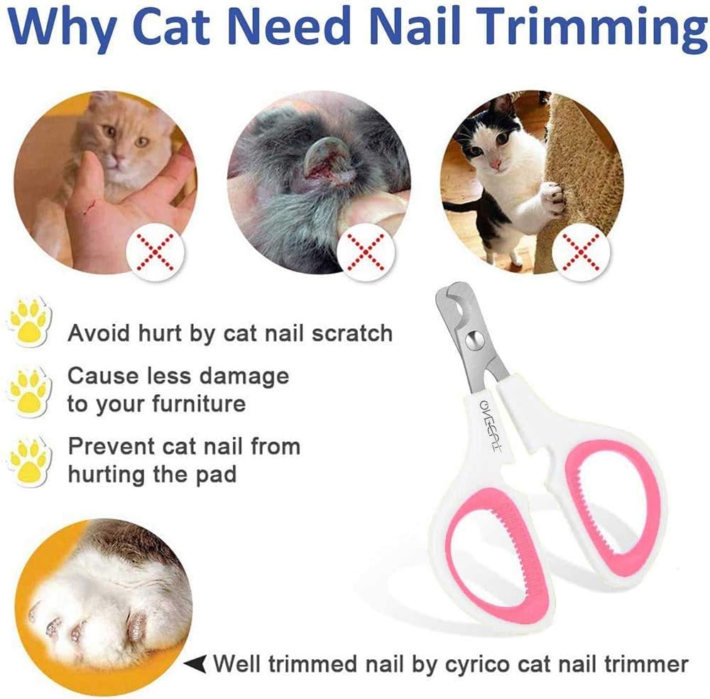 Pet Nail Clippers, Update Version Cat & Kitten Claw Nail Clippers for Trimming, Professional Pet Nail Clippers Best for a Cat, Puppy,Rabbit, Kitten & Small Dog,Sharp & Safe (Pink) - Image 3