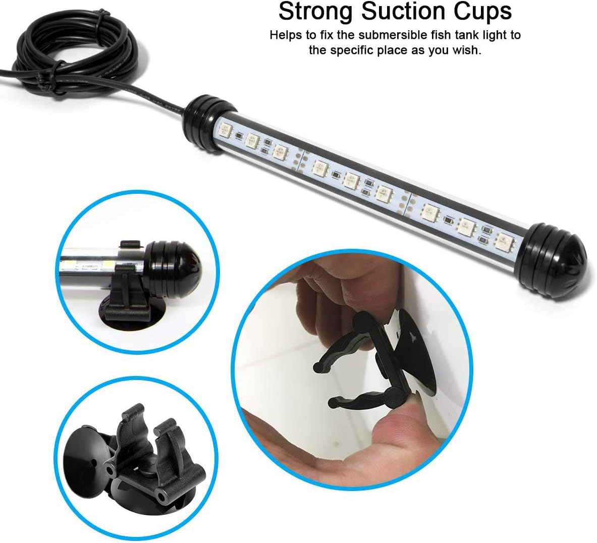MQ 8 in Submersible LED Aquarium Light, 1.2W Color Changing Fish Tank Light with Remote Control, IP68 Crystal Glass 9 LEDs Lights Bar, for Fish Tank 10-15 inch - Image 8