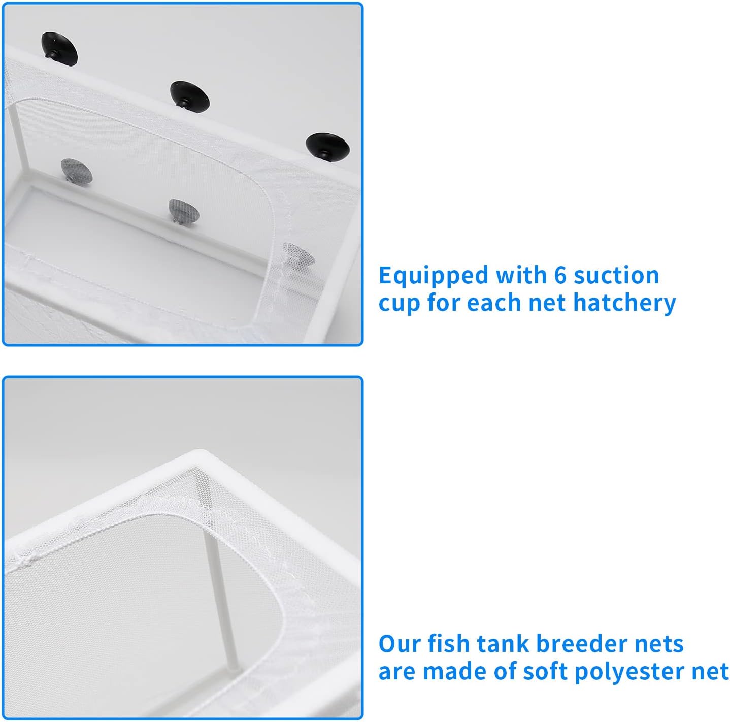 Anxingo 2 Pack Fish Tank Breeder Net,Fish Isolation Breeding Hatching Box, Plastic Frame Hatching Box Separation Net Breeding Box with Suction Cup for Aquarium - Image 2