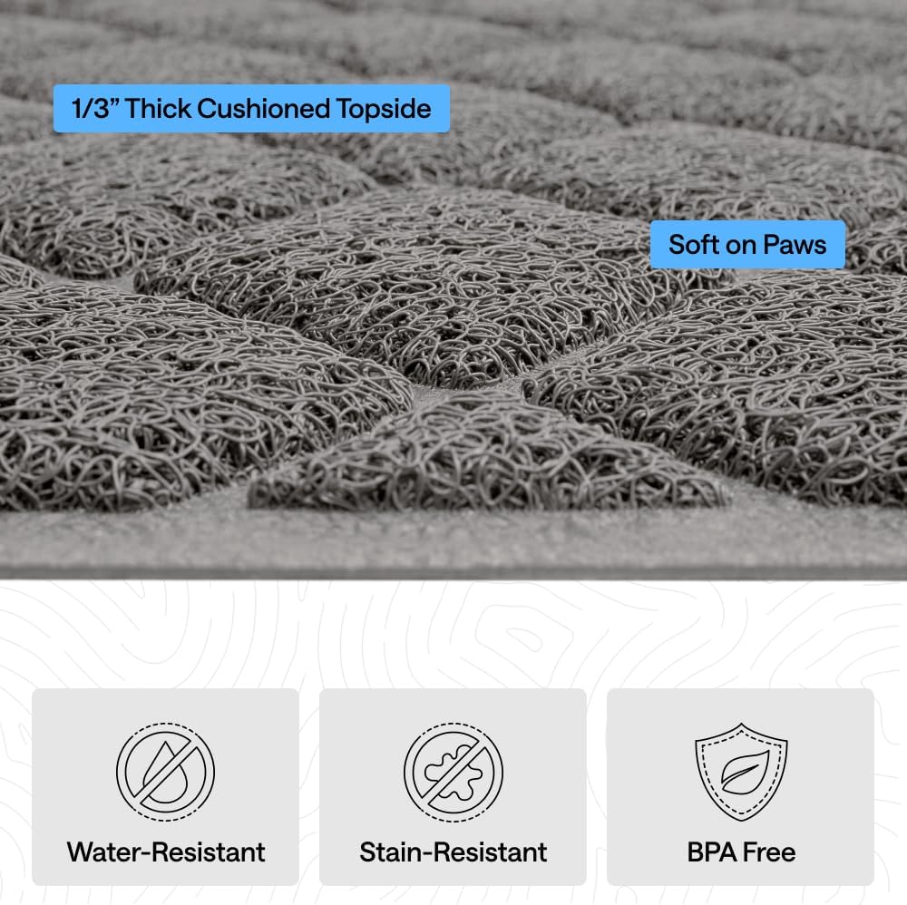 GORILLA GRIP Cat Litter Box Mat, Cushioned Coil Mesh Litter Trapping Mats, Scatter Control Supplies for Less Mess, Phthalate Free, Ultra Deep Catch Grooves, Rinse or Vacuum to Clean, 24x17 Gray - Image 5