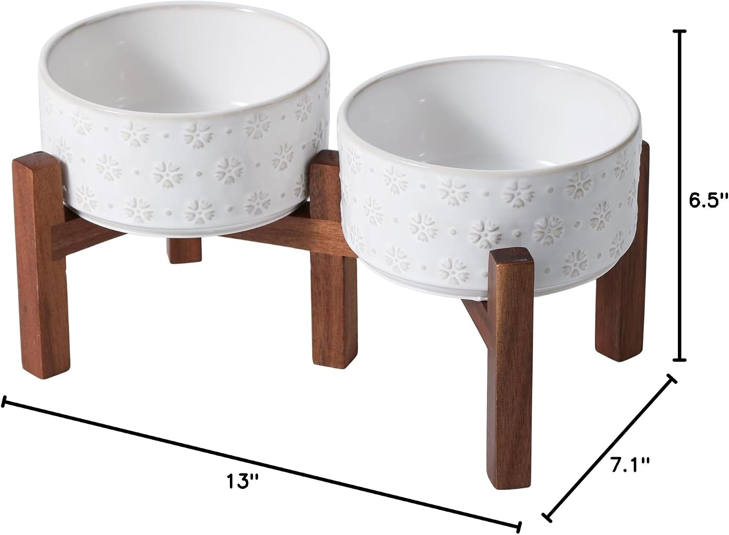 Havniva 6.1" Elevated Dog Bowls Ceramic Raised Dog Bowl with Non-Slip Stand (Acacia Wood) Two Height Options, Dog Food & Water Bowl for Small & Medium Breed Dogs - 3.4 Cups 27 oz - Image 10