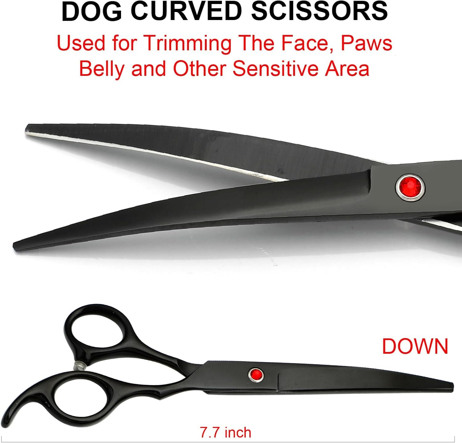 TINMARDA Dog Grooming Kit, Titanium Black Stainless Steel Dog Grooming Scissors with Curved Shears, Black Finger Rings - 5 Piece Sharp Durable Pet Shears for Dogs Cats At Home Salon-Quality Grooming - Image 4