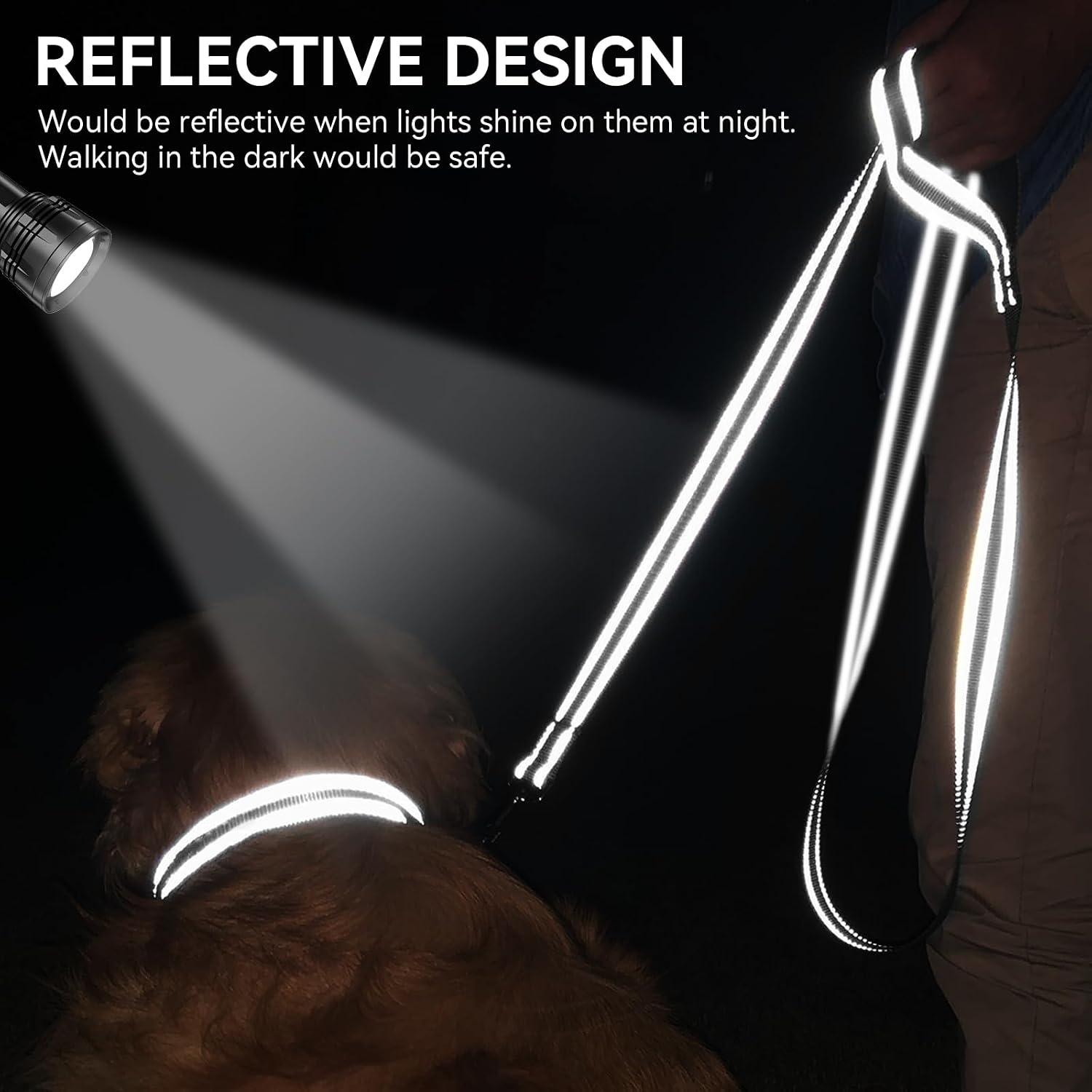 Joytale Dog Leash, 6 FT Double-Sided Reflective, Padded Handle Nylon Heavy Duty Leashes for Medium & Large Dogs Walking, Black - Image 4