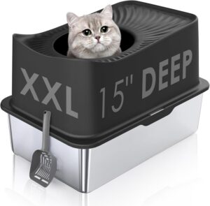 Top Entry Cat Litter Box with Lid, ...