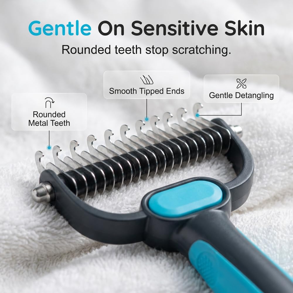 Double-Sided Pet Grooming Rake For Cats & Dogs, 2-In-1 Dematting Comb, Ergonomic Pet Grooming Matt Remover Detangler For Long Haired Pets (small) - Image 4