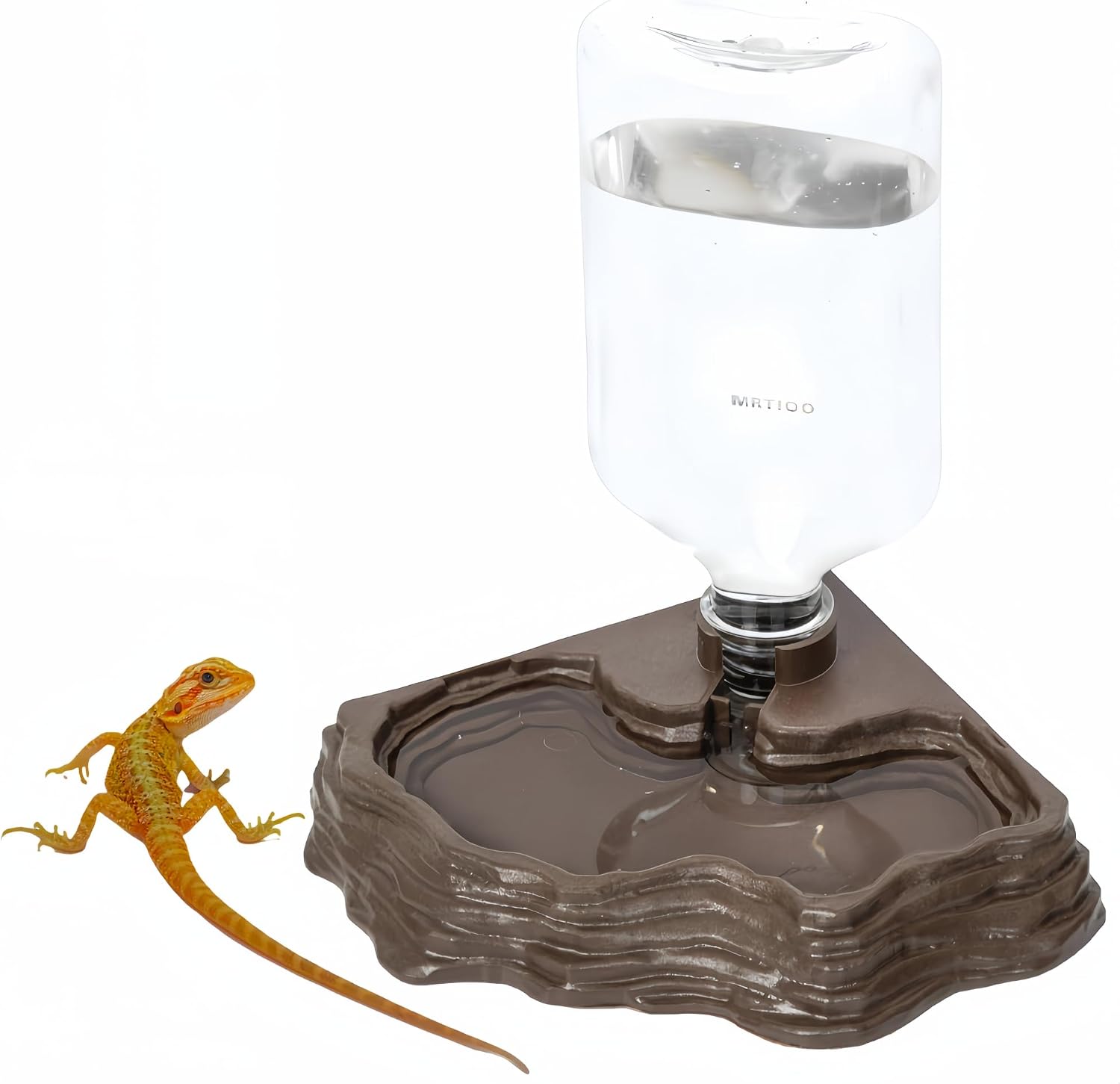 Reptile Lizard Bearded Dragon Water Bowl Dish Dispenser,17oz,Brown | 17oz Terrarium Tank Reptile Food Bowl,Water Feeder Automatic Dispenser Feeding,Geckos Lizards Turtle Bearded Dragons