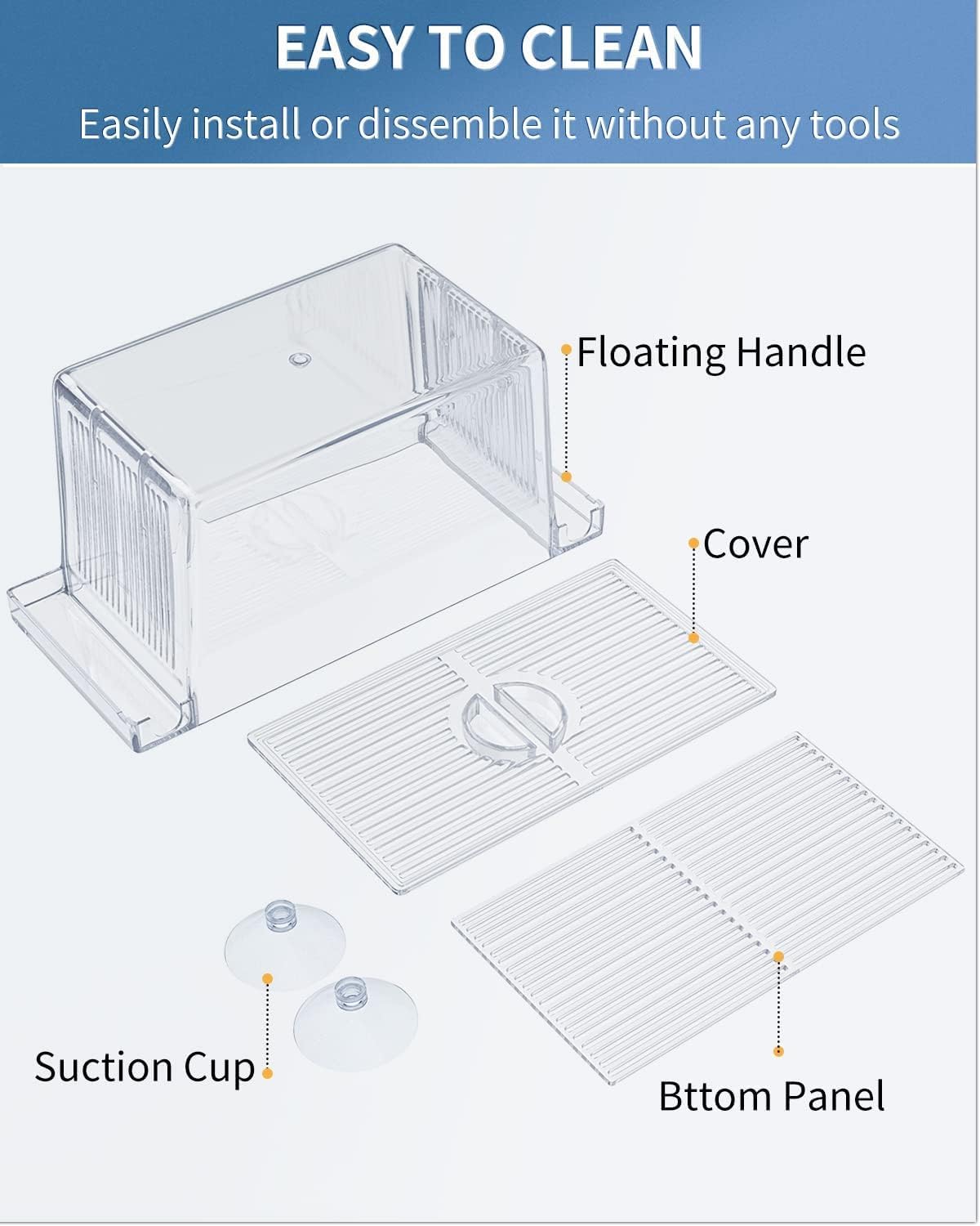 Pawfly Aquarium Fish Breeding Box Acrylic Hatchery Incubator Tank with Suction Cups Small Isolation Box for Baby Small Fish Shrimp and Betta - Image 7