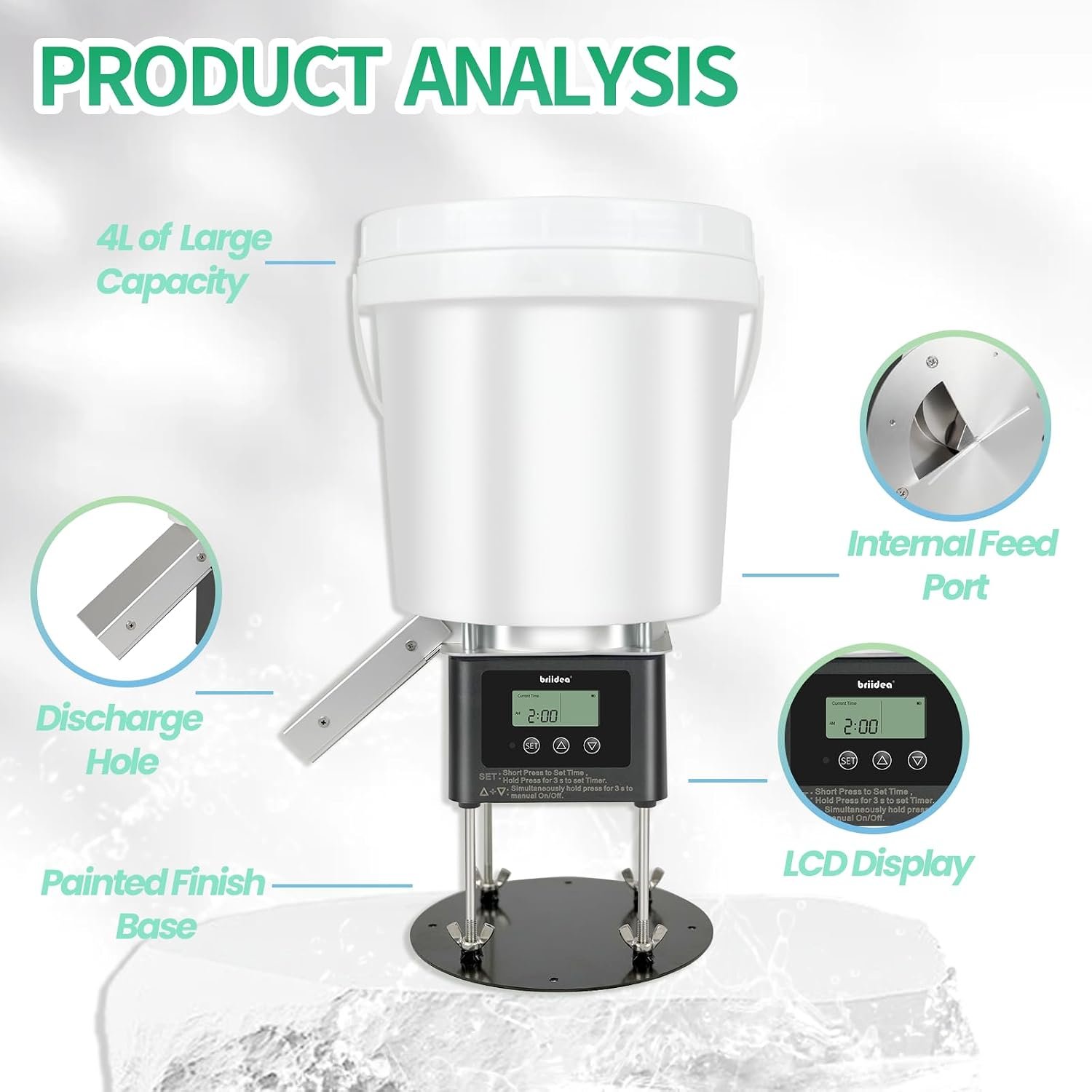 Automatic Fish Feeder for Pond, Briidea Outdoor Pond Feeder with 4L Capacity, Timed Feeding, Anti Clog System, Wildlife - Proof Design & Waterproof Housing - Image 7