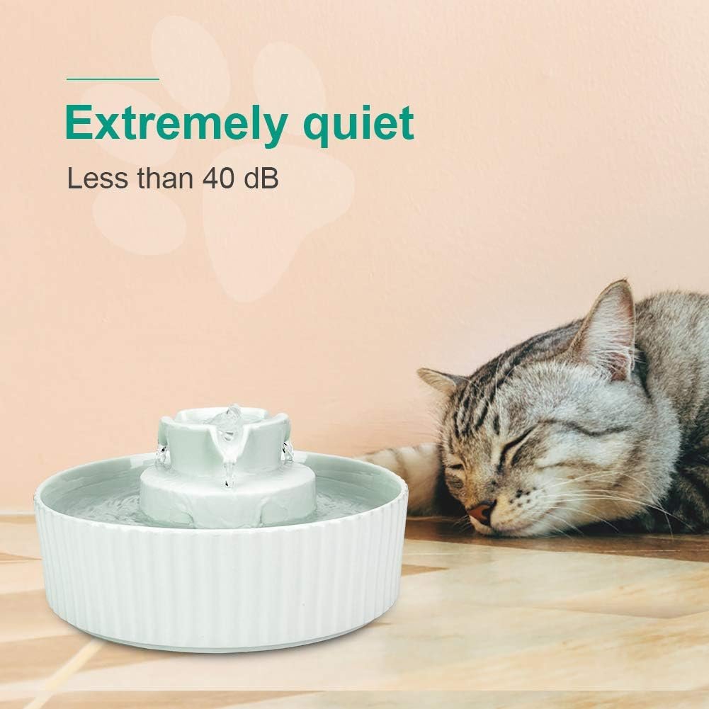 Wonder Creature Ceramic Cat Water Fountain, Stable Cupcake Design, 71oz | 2.1L Pet Fountain with Anti-Tip Ceramic Design, 2 Quiet Pumps, 360° Water Flow, 3 Filters for Cats and Dogs - Image 6