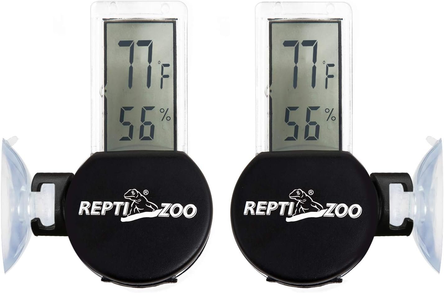 REPTI ZOO 2 Pack Reptile Terrarium Thermometer Hygrometer Digital Display Pet Rearing Box Reptiles Tank Thermometer Hygrometer with Suction Cup - Image 3