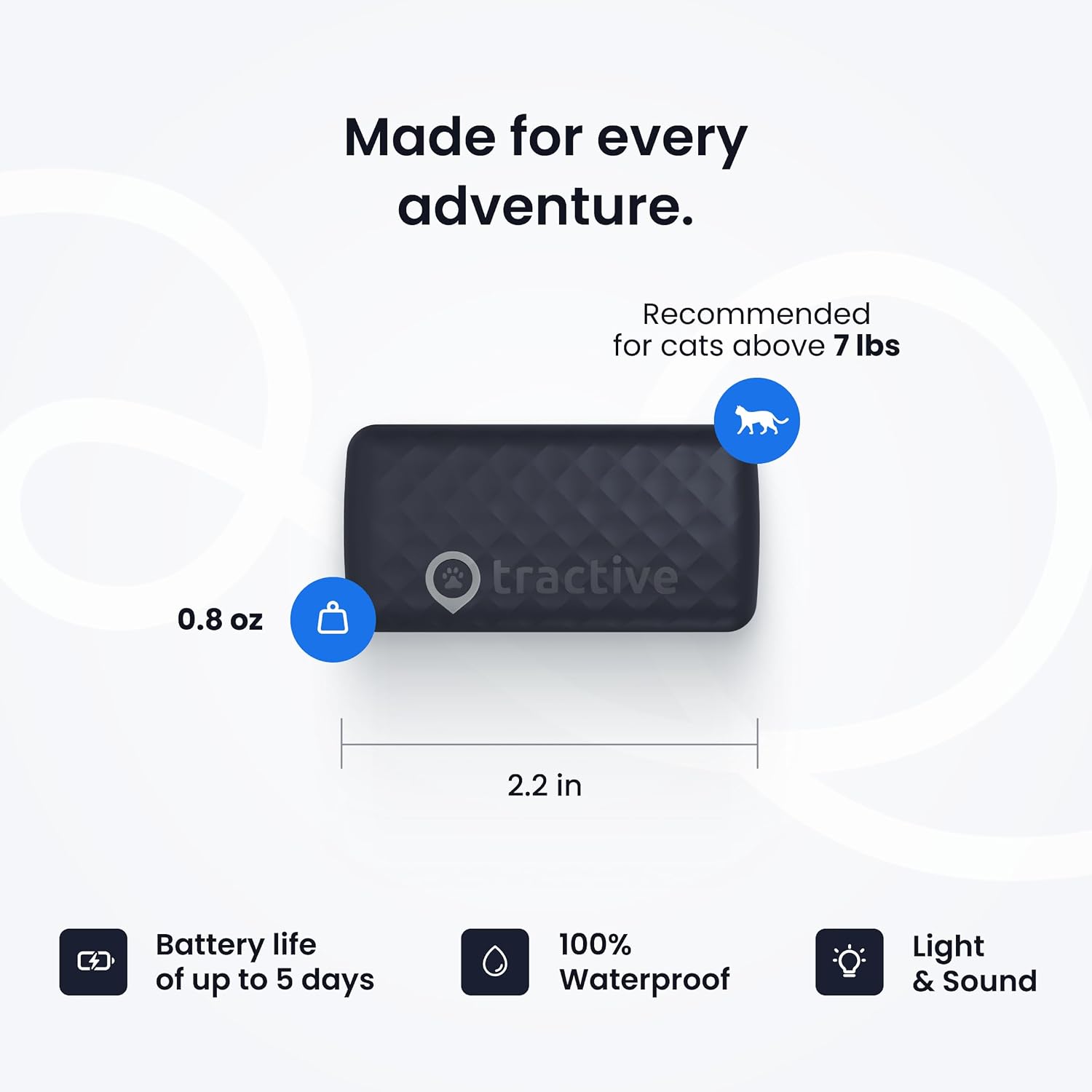 Tractive Smart Cat GPS Tracker with Free 6 Month Subscription | Real-Time Location & Wellness Monitoring for Cats 6.5 lbs+ | Territory & Location History | Up to 5-Day Battery (Dark Blue) - Image 7