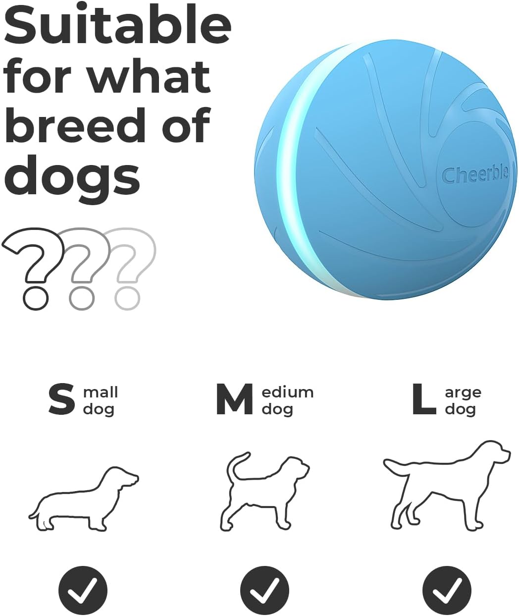 Cheerble [Replaceable Shell Intelligent Interactive Dog Toy Ball with LED Lights, Wicked Ball W1, 3 Interactive Modes, Active Rolling Ball, Self Moving - Image 4