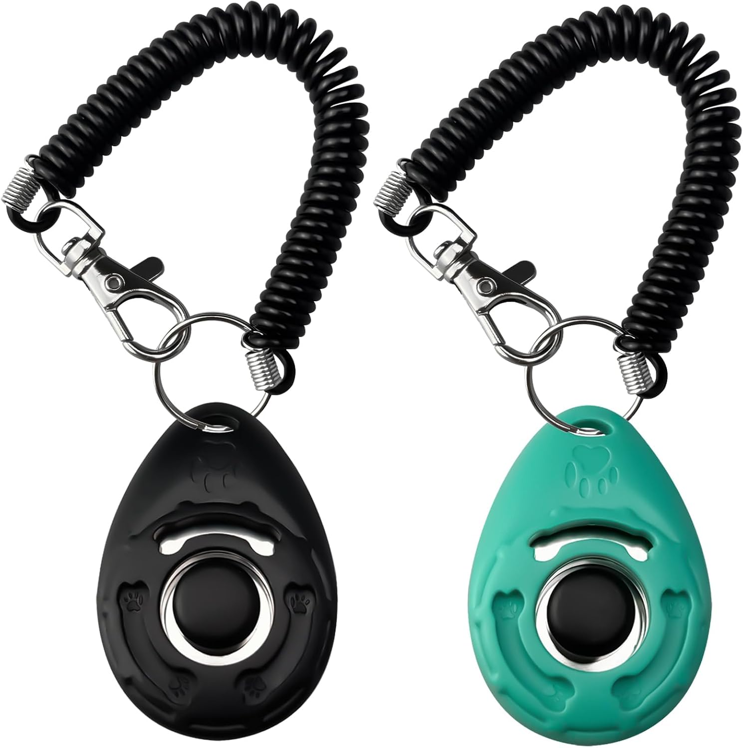 ABSONE Dog Clicker for Training with Wrist Strap, Dog Clicker Trainer Tools | Training Clicker for Puppy, Cat, Potty, Bird, Horse, Pet, Behavior Aids, 2 Pack Black and Green