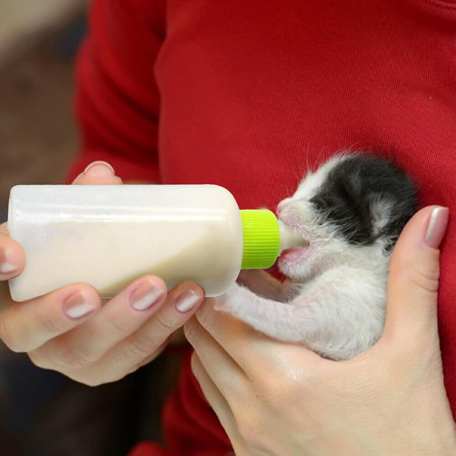 2 Sets of 5-Color Plastic and Silicone Feeding pet Supplies Set, Squeeze Liquid Bottles, Replaceable teats mini for Newborn Kittens, Puppies, Rabbits, Replacement Small Animals cat Bottle Tools - Image 5