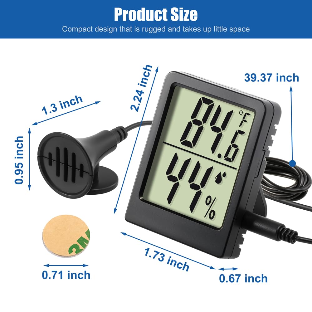 Reptile Thermometer Hygrometer LCD Digital Terrarium Thermometer and Humidity Gauge 2-in-1 Temperature and Humidity Monitor for Reptile Snake Tank Accessories Pet Rearing Box Bearded Dragon - Image 6
