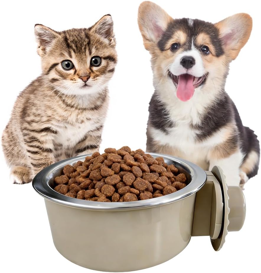 2Pcs Pets Lightweight Stainless Steel Bowl,Removable Stainless Steel Pet Hanging Food Water Feeder Bowl for Puppy Dog Cat Rabbit Ferret Bird Gunea Pigs (Small) - Image 8
