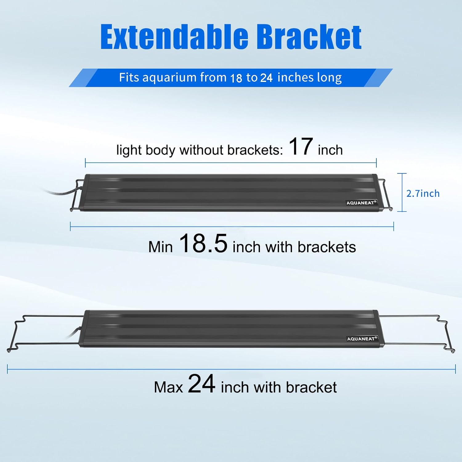 AQUANEAT LED Aquarium Light Full Spectrum 17 Inch Light Body with Extendable Brackets for 18 Inch to 24 Inch Fish Tank Light Fresh Water - Image 3