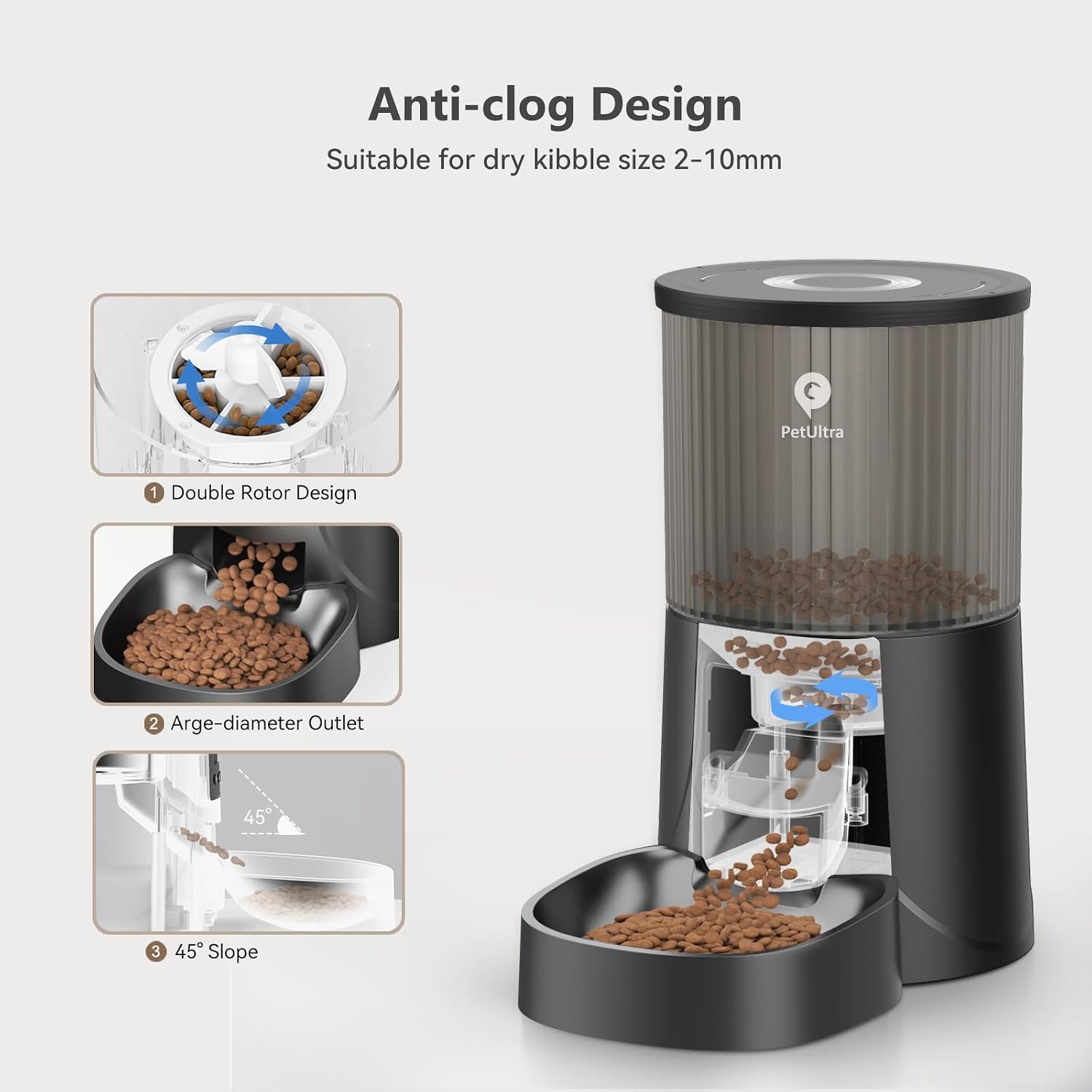 PETULTRA Automatic Cat Feeder: 4L Timed Cats Food Dispenser Programmable 1-6 Meal for Cat and Small Medium Dog- Auto Pet Feeder Easy to Set Up Dual Power Supply with Desiccant Bag| Detachable Washable - Image 4