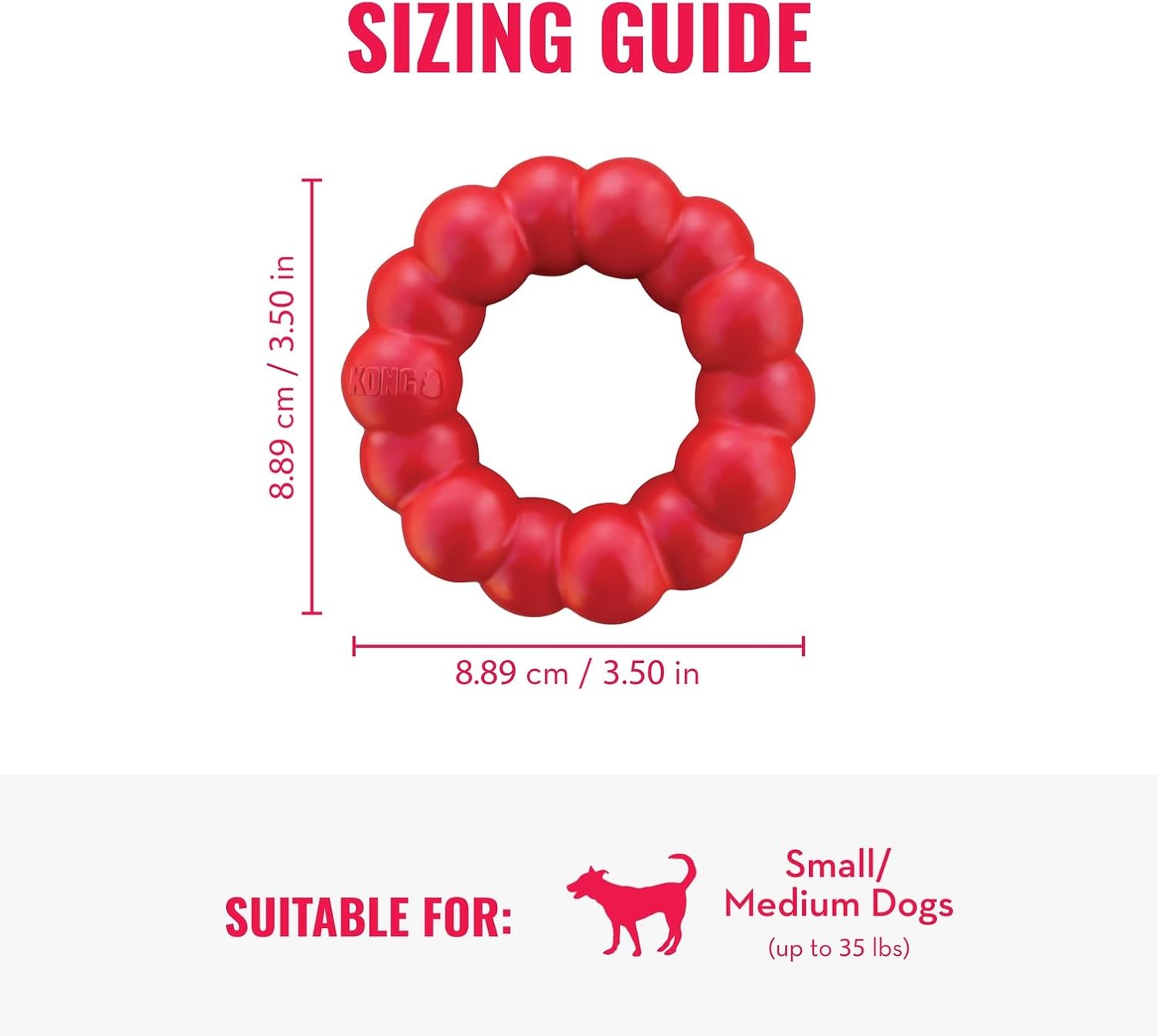 KONG Ring - Natural Rubber Ring Toy for Healthy Chewing Habits - Chew Toy Supports Dog Dental Health - Dog Toy Supports Instincts During Playtime - for Small/Medium Dogs - Image 4