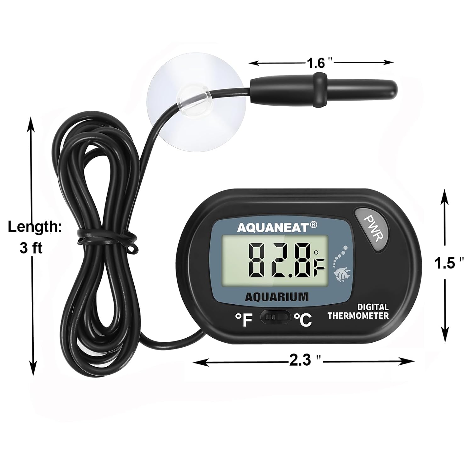 AQUANEAT Aquarium Thermometer, Fish Tank Thermometer, Digital Temperature Test, with Large LCD Display (1 Pack) - Image 6
