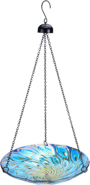 MUMTOP Hanging Glass Bird Bath Peac...