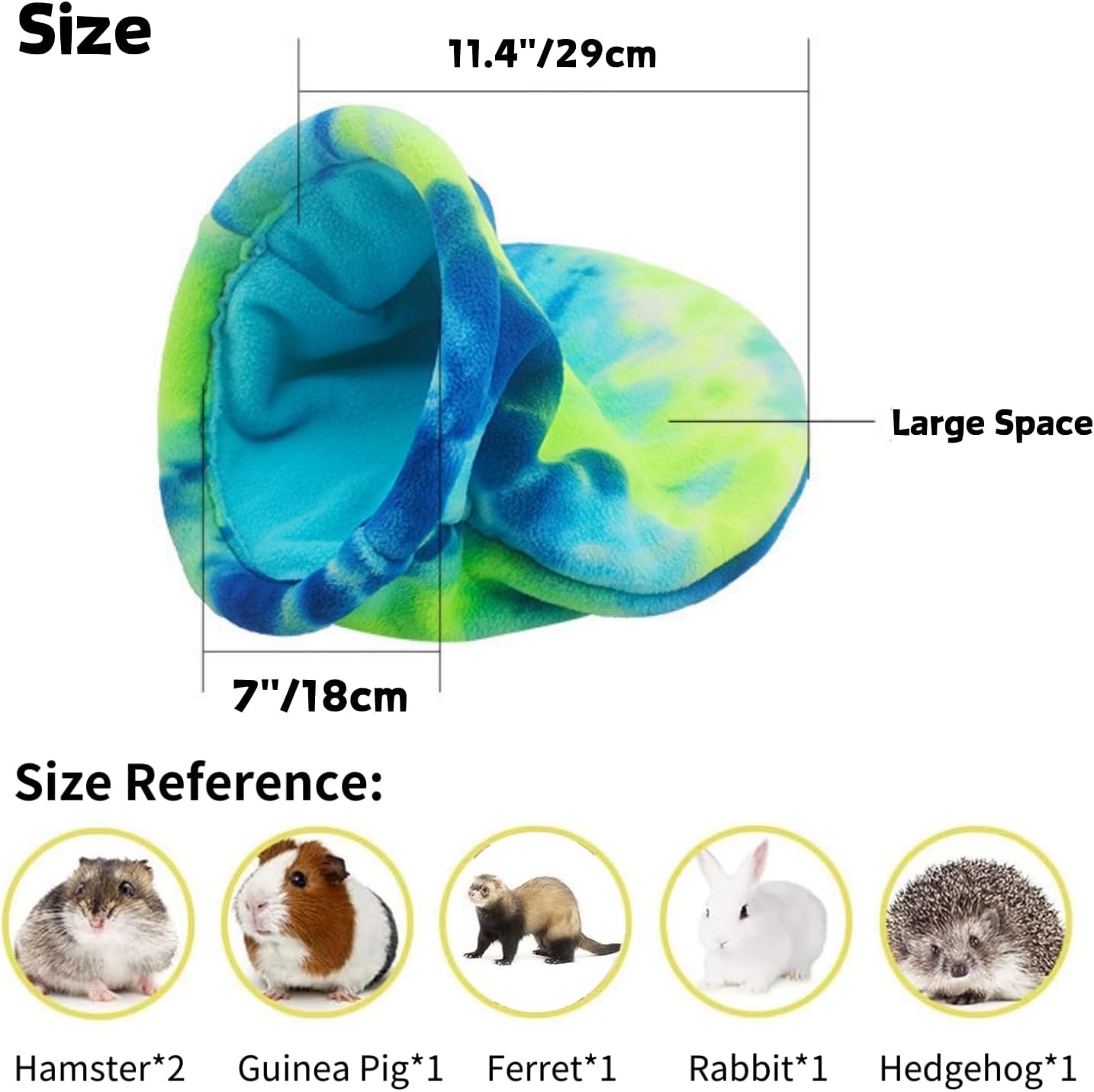 2 Pack Guinea Pig Snuggle Sack Soft Fleece Large Hideout Ferret Cozy Cave Hamster Sleeping Bag Small Animal Bed for Rabbit Bunny Chinchillas Rat Squirrel Hedgehog Cage Accessories (2 Pack, Large) - Image 2