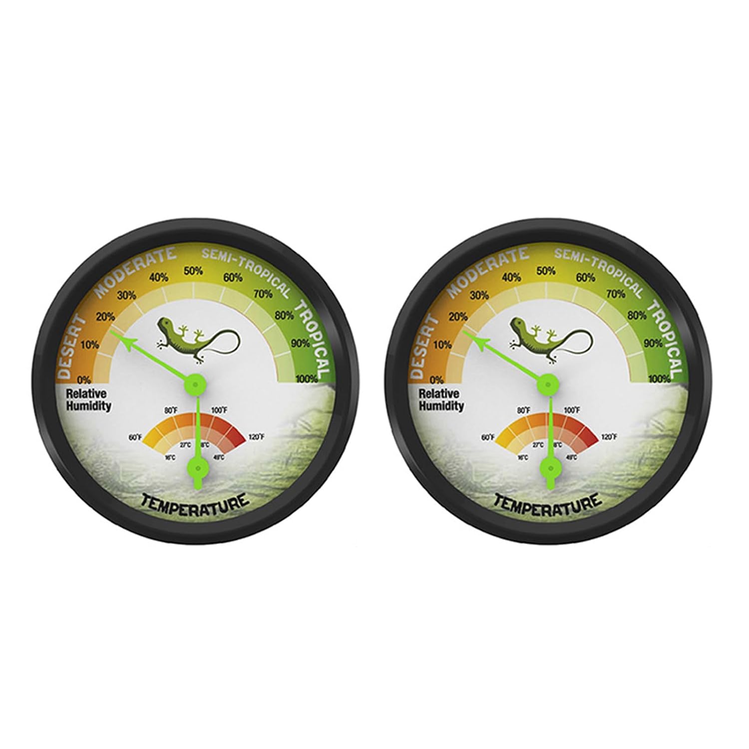 PURPLELILY Pet Rearing Box Gauge Temperature Thermometer Humidity Hygrometer High-Accuracy VivariumTank Supplies 1pc/2Pcs Amphibian Habitat Tool, two pack
