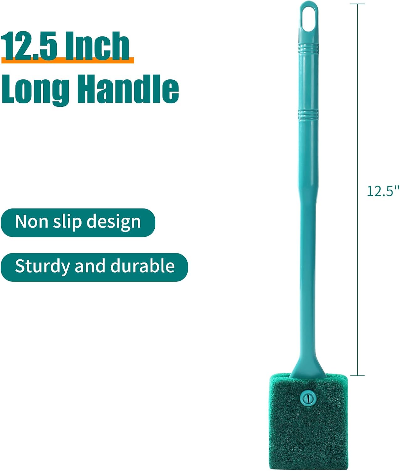 AQUANEAT Fish Tank Cleaning Tools, Aquarium Double Sided Sponge Brush, Algae Scraper Cleaner with Long Handle - Image 2