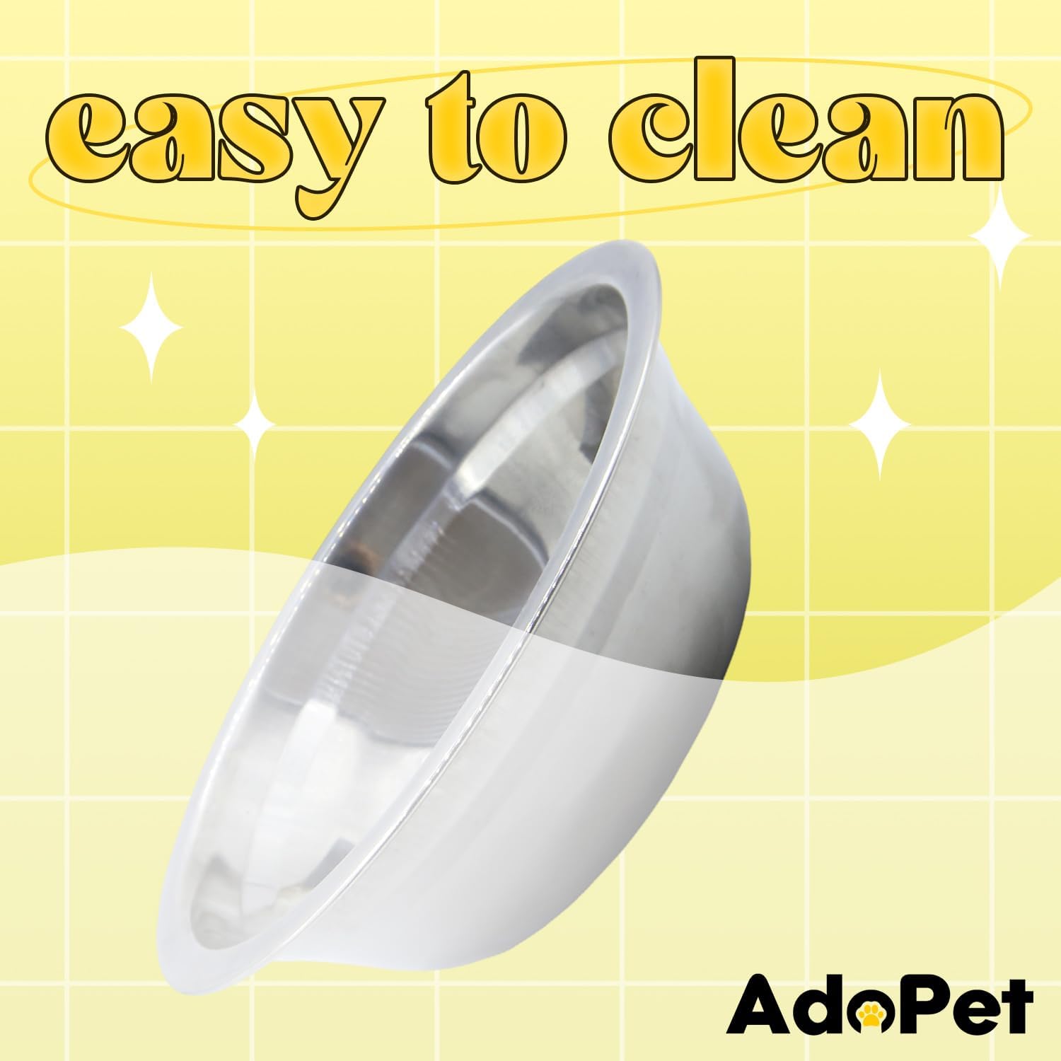 Non-Slip Tilted Double Dog & Cat Bowl with Removable Inserts, Anti-Tip Dual Food and Water Feeder for Small Dogs and Cats, Easy to Clean (Pastel Yellow) - Image 5