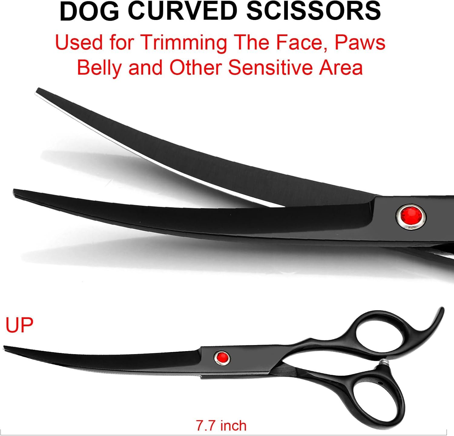 TINMARDA Dog Grooming Kit, Titanium Black Stainless Steel Dog Grooming Scissors with Curved Shears, Black Finger Rings - 5 Piece Sharp Durable Pet Shears for Dogs Cats At Home Salon-Quality Grooming - Image 3
