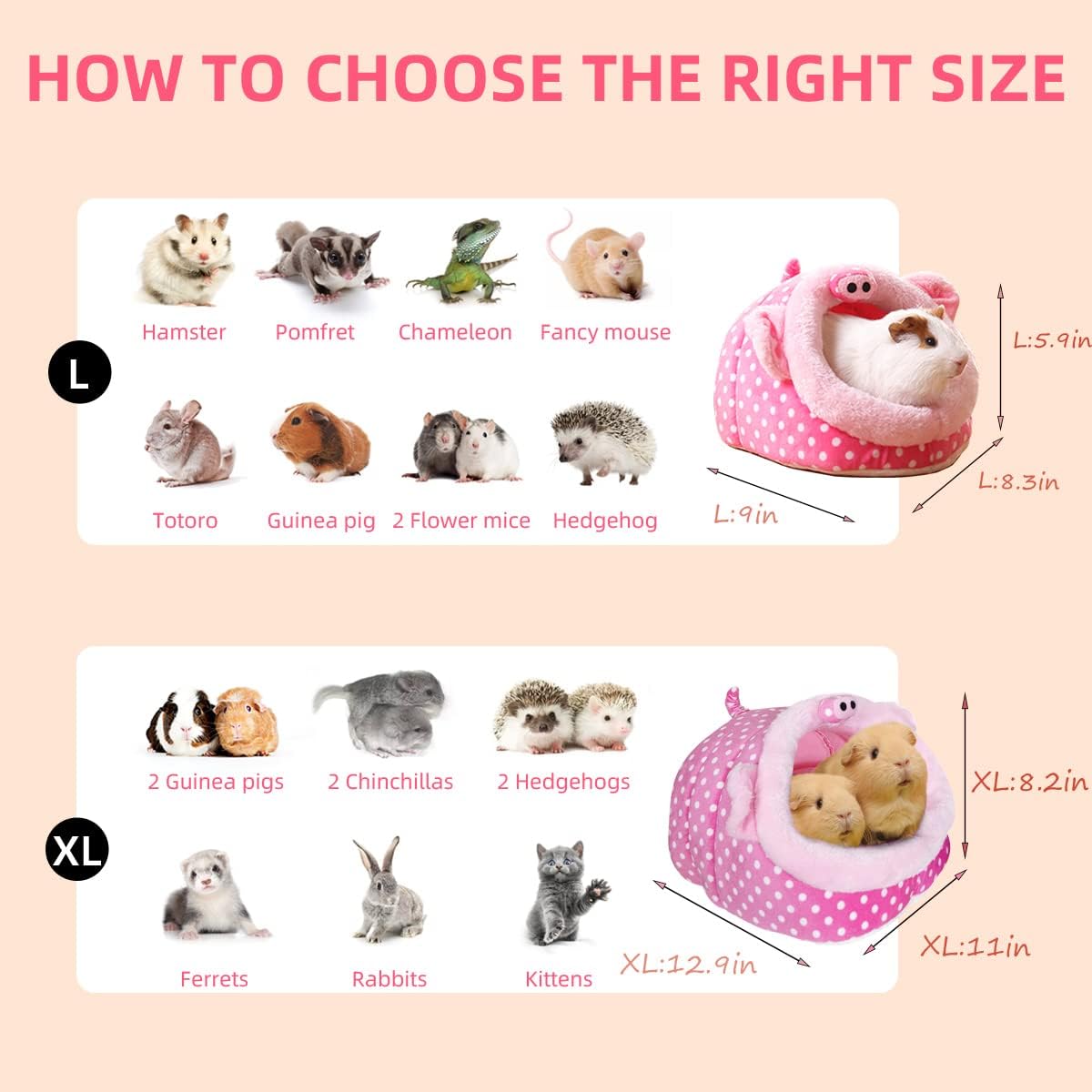 LEFTSTARER Guinea Pig Rat Bed and Hideout for Ferret Hedgehog Sleep and Hide, Hamster Small Pet Animals Supplies Toy Cage Accessories Nest - Image 2