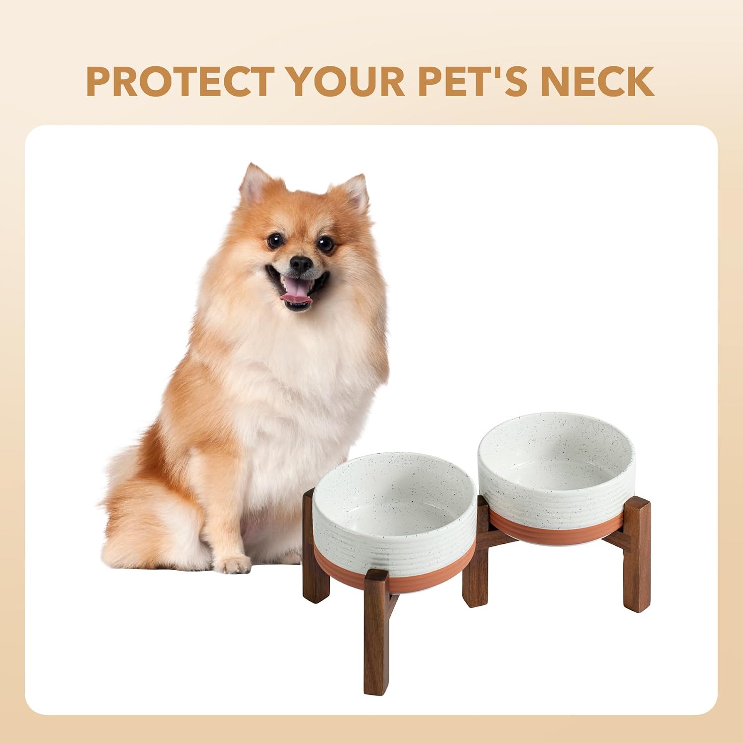 Havniva 6.1" Elevated Dog Bowls Ceramic Raised Dog Bowl with Non-Slip Stand (Acacia Wood) Two Height Options, Dog Food & Water Bowl for Small & Medium Breed Dogs - 3.4 Cups 27 oz - Image 6