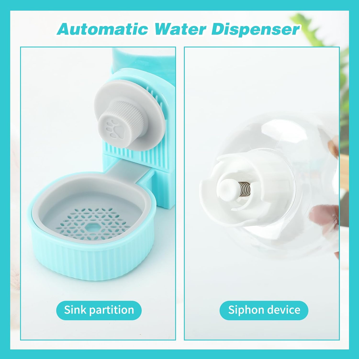 YUEPET Rabbit Food Water Dispenser, Large Capacity Bunny Feeder for Cages Automatic Rabbit Water Dispenser Suitable for Rabbits Ferrets Guinea Pigs Small Animals(Blue) - Image 6
