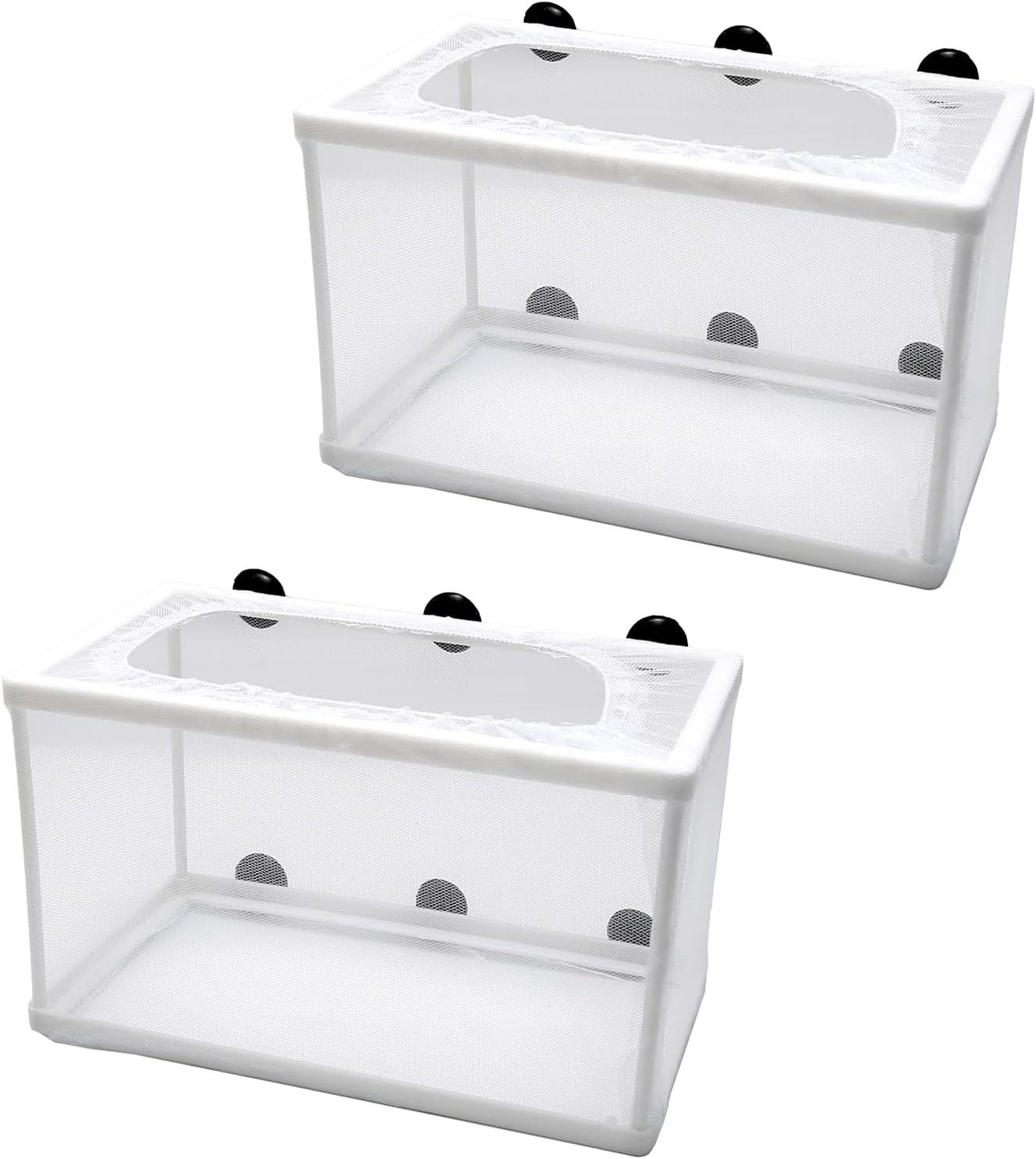 Anxingo 2 Pack Fish Tank Breeder Net,Fish Isolation Breeding Hatching Box, Plastic Frame Hatching Box Separation Net Breeding Box with Suction Cup for Aquarium