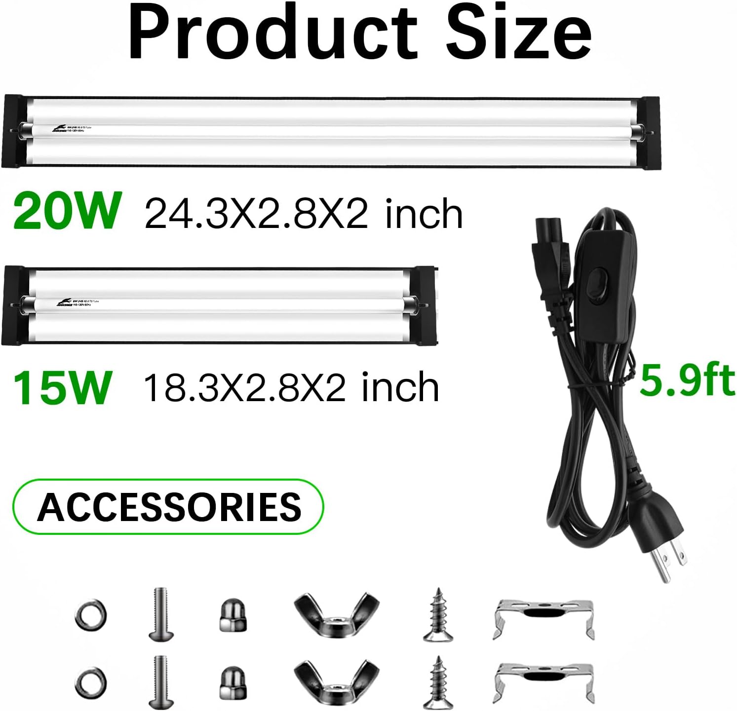 T8 UVB Reptile Light Fixture HO UVB Bulb Lighting Combo Kit, 10.0 UVB Light for Reptiles Terrarium Hood UVA UVB Desert Lamp for Bearded Dragon Turtle Tank (T8 15W 18Inch) - Image 8