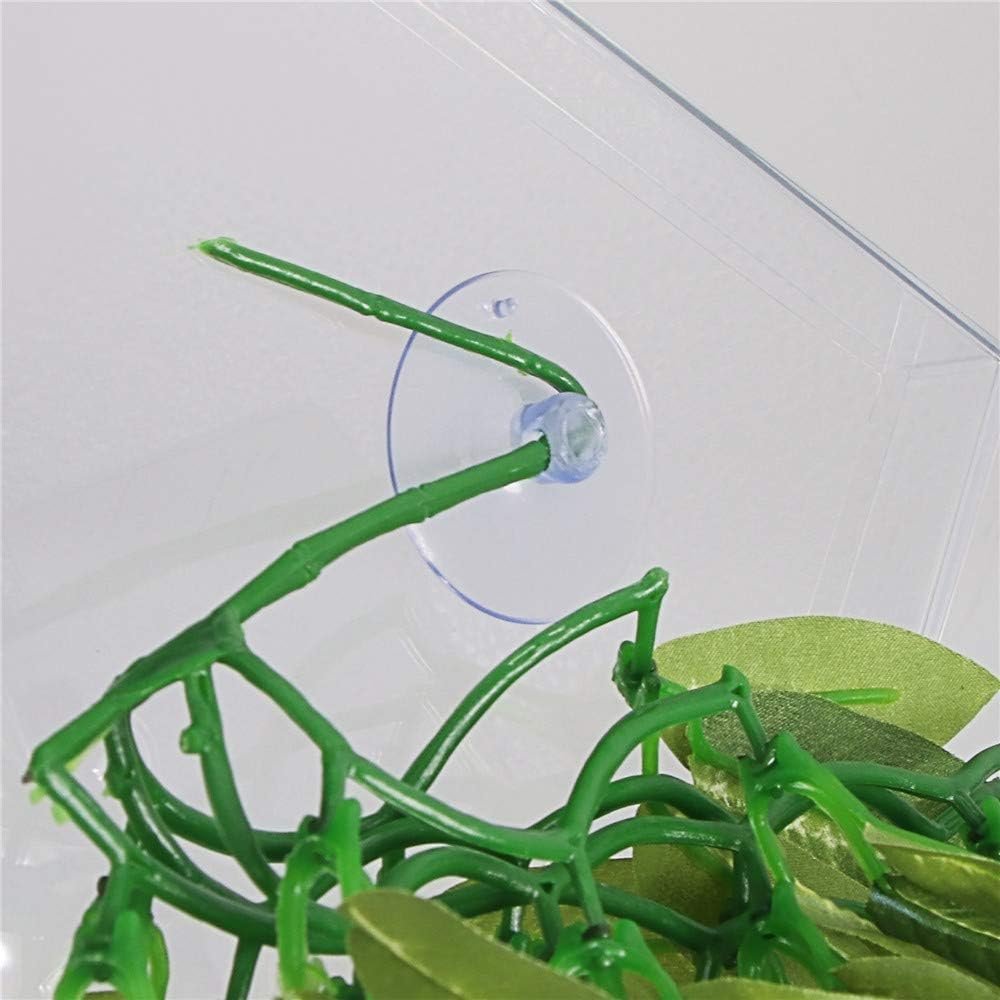 SLSON Reptile Plants Hanging Silk Terrarium Plant with Suction Cup for Bearded Dragons,Lizards,Geckos,Snake Pets and Hermit Crab Tank Habitat Decorations,Small Size,12 inches Green - Image 6
