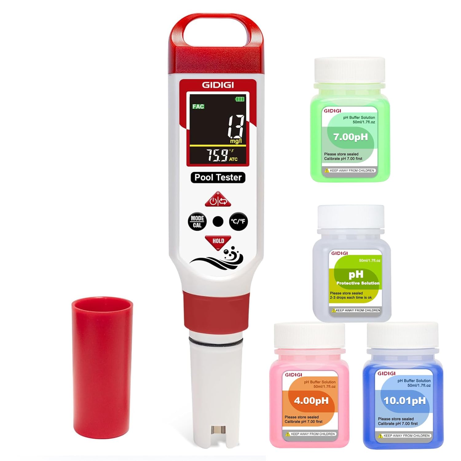 pH Meter Chlorine Tester Digital 7 in 1 Pool Water Tester Kit Salinity Tester for Saltwater Aquarium ORP Meter for Hydroponics Drinking Water Pool Water Tester pH and Chlorine for Pool Spa