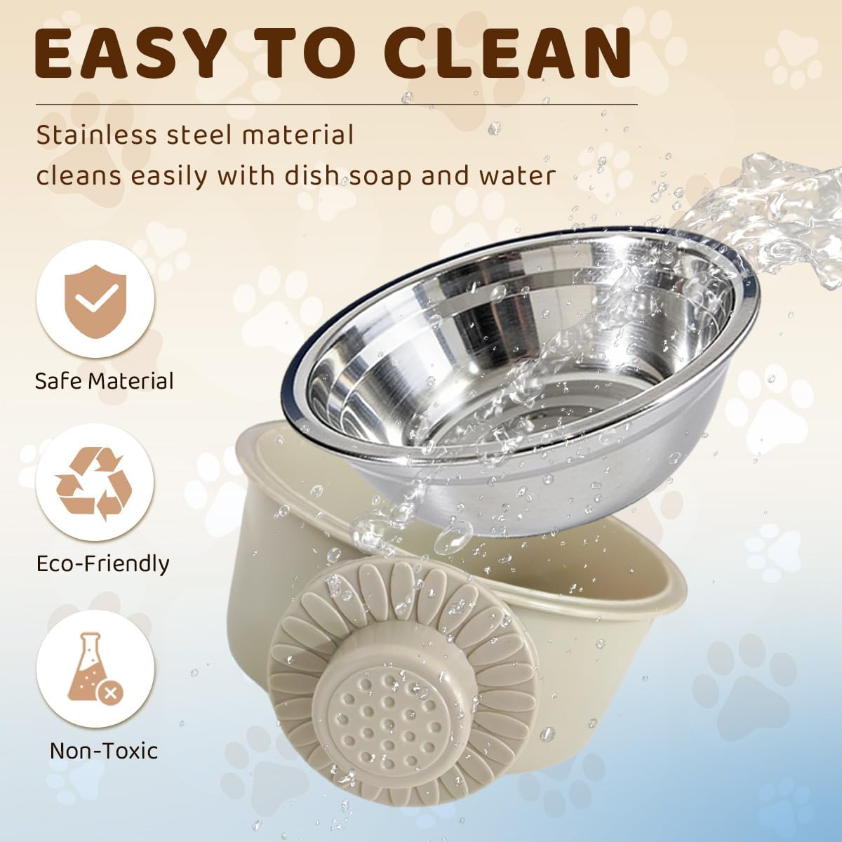 2Pcs Pets Lightweight Stainless Steel Bowl,Removable Stainless Steel Pet Hanging Food Water Feeder Bowl for Puppy Dog Cat Rabbit Ferret Bird Gunea Pigs (Small) - Image 7