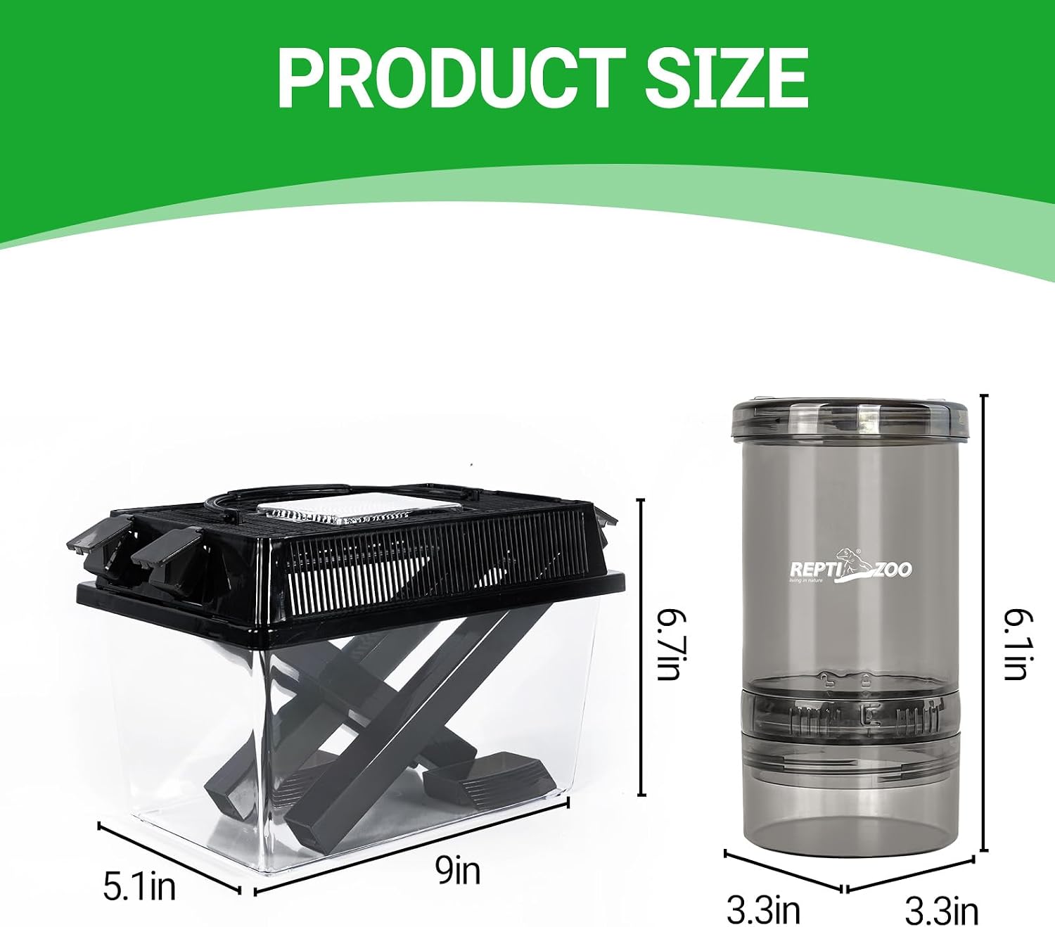 REPTI ZOO Reptile Cricket Keeper & Mixer Combo Kit, Reptile Cricket Calcium Powder Feeder, Feeding Dispenser Shaker for Bearded Dragon Gecko Lizards Chameleon Snake - Image 2